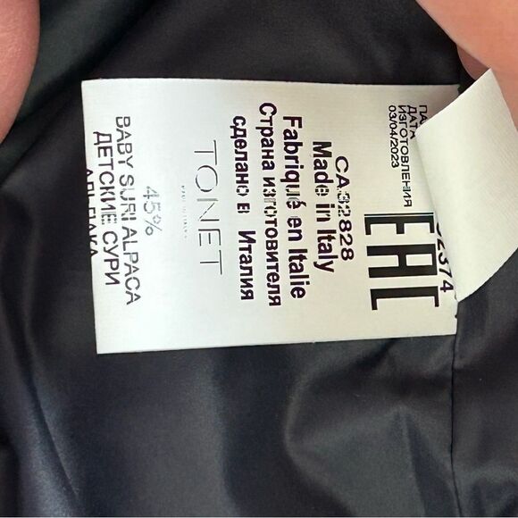 TONET made in Italy Alpaca blend Plaid Hooded Coat - Picture 10 of 11